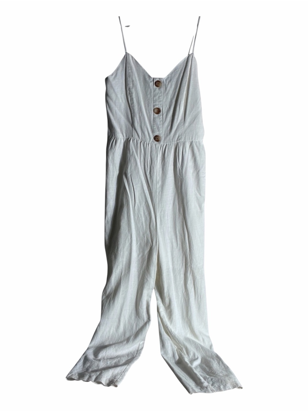 Copper Key White Linen Blend Jumpsuit with Button Front Sz Small